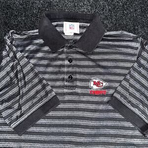 NFL Kansas City Chiefs NFL Football Gray Striped Polo Shirt Men's M